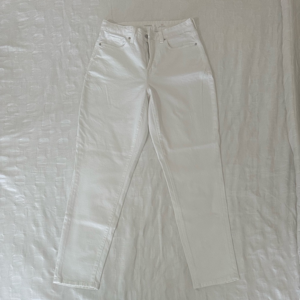 Old Navy High Waisted OG Straight Ankle Curvy Tall White Jeans